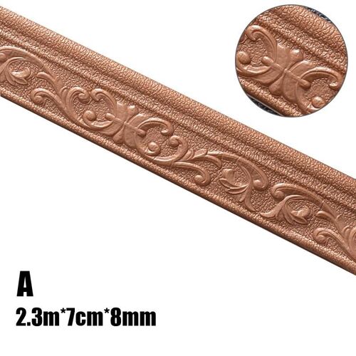 Garniture murale Ligne Plinthe Bordure 3D Motif Autocollant Décoration Auto-adhésif Durable Bande imperméable Cuivrée,A