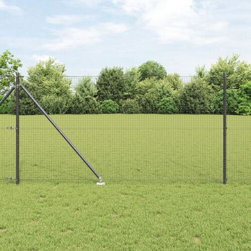 Vidaxl Clôture En Fil Soudé Avec 13 Piquets Gris 1x50 M Acier