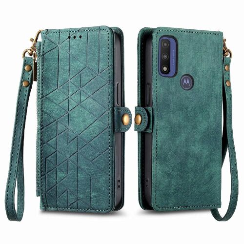 Flip Étui Pour Motorola Moto G Pure Portefeuille Simple Entreprise Antichoc Couverture Rabotant Étui En Cuir - Vert