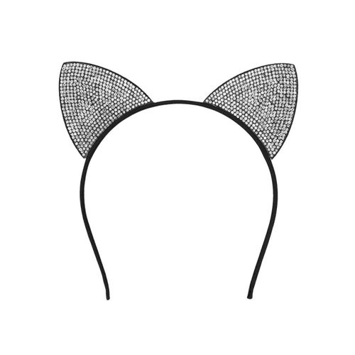 Serre-Tête Oreilles Chat Strass Argent Femme