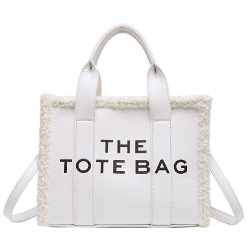 Sac fourre-tout pour femmes, sac fourre-tout en cuir PU avec blanc KLB