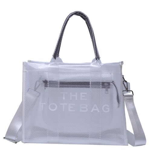 Sacs fourre-tout transparents pour femmes, sac à bandoulière transparent blanc KLB