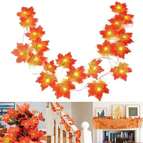 Décoration D'automne 20 Led Feuilles Artificielles Feuilles D'érable Guirlande D'automne Klb