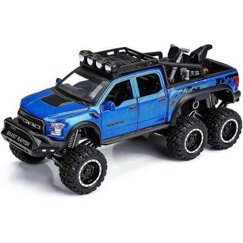 Jouet De Voiture Modèle Moulé Sous Pression De Camionnette Ford F-150 Raptor Bleu Klb