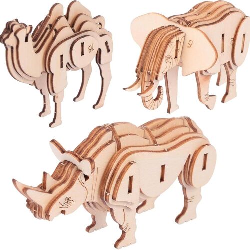 Nuobesty Kit De Modèle De Puzzle Animal En Bois 3 Pièces 3d Klb