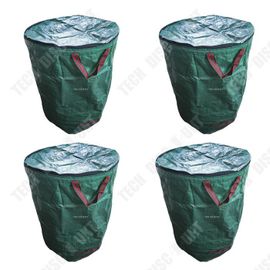 TD® 4 Piece Green Waste Bag With Lid With Handle Garden Green Tear Resistant Bag Gardening Waste Bag Garden Plant Bag Capacity 272L