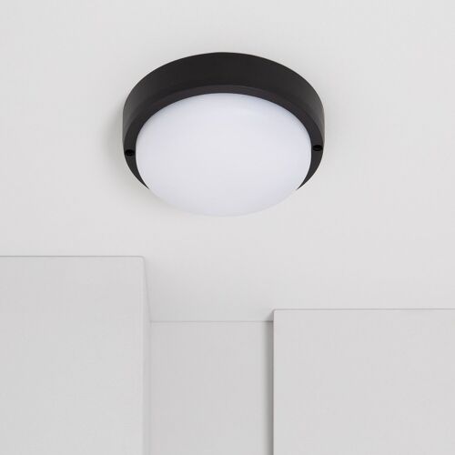 Plafonnier Led Extérieur Rond 15w Hublot Black Ip65 Ø155 Mm Blanc Neutre 4000k