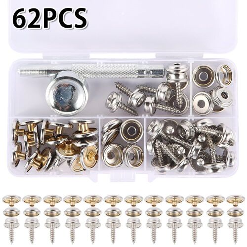 Vis à tête ronde en métal durable 15 mm pour bois, plastique et fibre de verre ¿ Lot de 60 avec outils