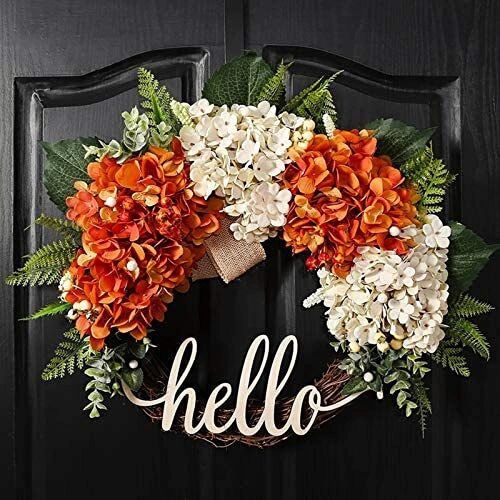 Couronne Porte Décoration Simulation Hortensia Rotin Cercle Décoration Fenêtre Vacances Branches Mortes Porte Murale Suspendue