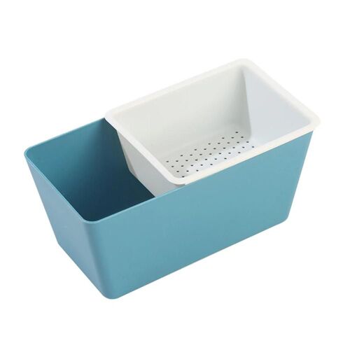 Multifonctionnel Double Couche Snack Box Maison Carré Libérable Plateau De Fruits Bleu,Double Couche