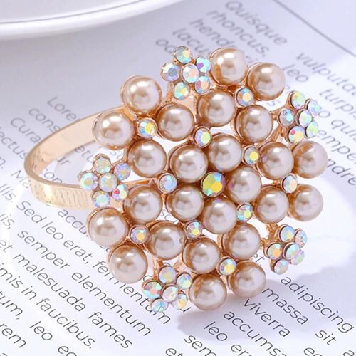 Rond De Serviette En Perle De Noël - Boucle De Serviette En Métal Exquise Z1068-1 Z1068-1