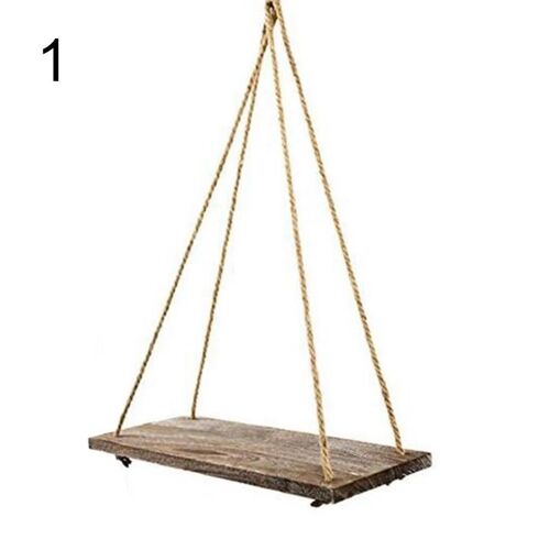 Balançoire murale Étagères de rangement Étagère suspendue en bois Jute Corde Organisateur Rack Maison Bricolage Décoration 1