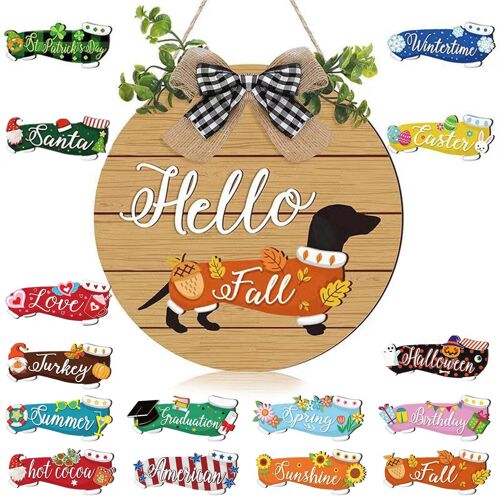 Panneau de porte de chien interchangeable avec belle décoration de vacances simple de remplacement pour l'anniversaire Thanksgiving A