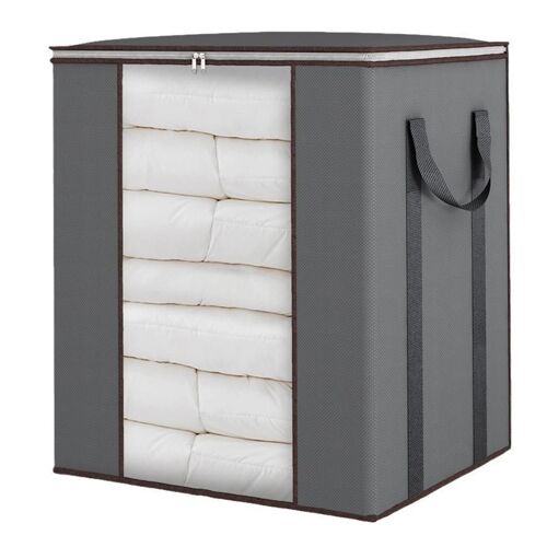 Grand sac de rangement de couette pliant imperméable couette vêtements couverture sac zippé pour la maison gris
