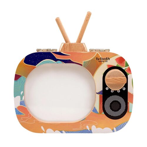 Boîte De Rangement De Dents De Lait Avec Support De Rangement De Dents Durable En Forme De Télévision Pour Enfants Garçon Fille Papier 