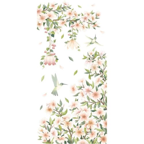Plantes rafraîchissantes Fleur Autocollant mural Décalcomanies murales florales colorées Autocollants de fond autocollants