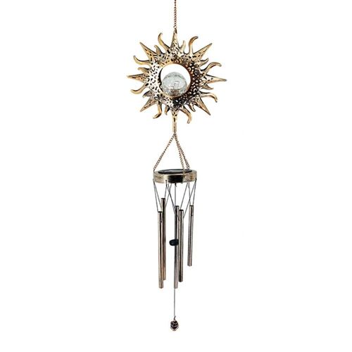 Rétro Soleil / Lune / Star Solaire Windchime Lampe Imperméable À L'eau Jardin Extérieur Suspendu Ornement Artisanat En Métal Ornement Soleil,Lumière De Jardin Solaire