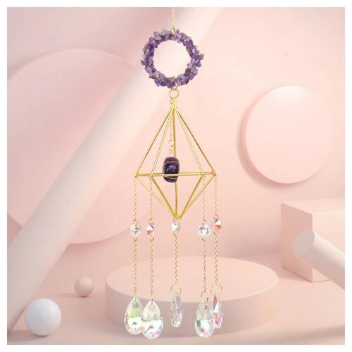 Suncatchers - Pendentif Carillon Éolien En Cristal Coloré 3d Pour Décoration Murale Bricolage Violet
