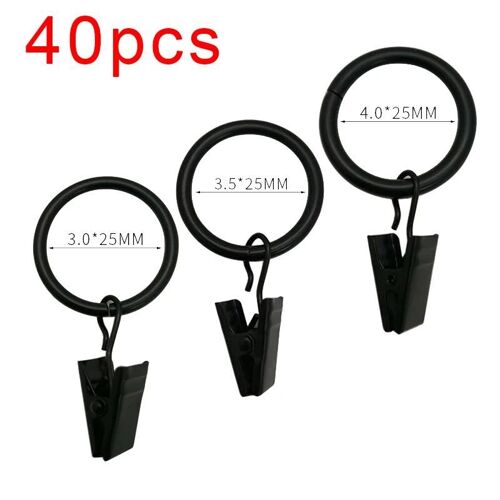 40 pcs Anneaux de rideau avec clips décoratif antirouille Vintage 1 pouce diamètre intérieur Nouveau