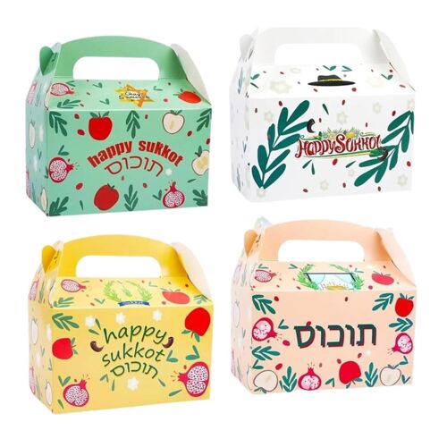 12pcs Happy Sukkot Cadeau Boîtes Papier Décoratif Party Favor Gable Boîtes Portable Bonbons Porte-Gâteau