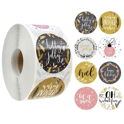 500 Pcs/Roll Noël Autocollants Noël Éléments Scellés Autocollant Noël Cadeaux Boîte Nouvel An Décorations Nouveau