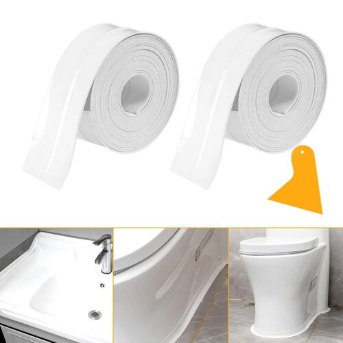 Ruban adhésif mural en PVC imperméable à l'eau - Scellement d'angle auto-adhésif,2pcs couleur pure,2pcs