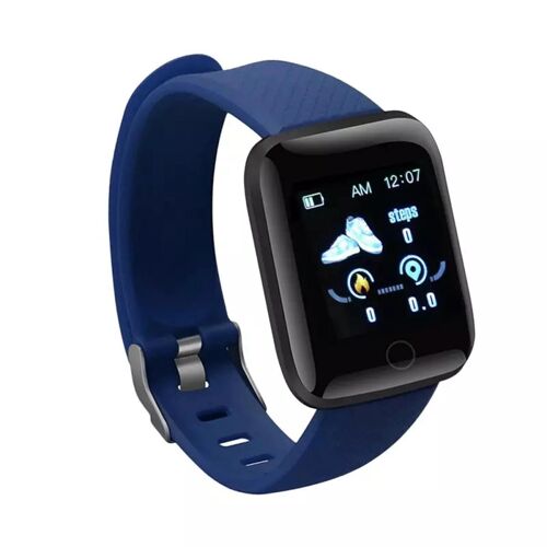 Bracelet Intelligent Bracelet Montre De Sport Intelligente Fréquence Cardiaque Pression Artérielle Test D'oxygène Sanguin Ip67 Bleu Étanche