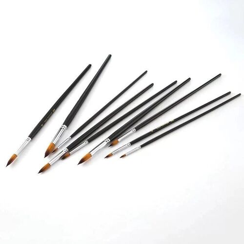 9 Pcs Art Paint Brush Set Rond Pointe Pointue Pinceaux Pour Peinture À L'huile Acrylique Aquarelle