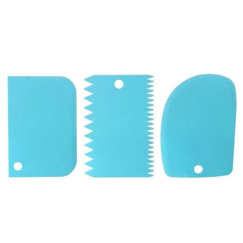 3 Pcs Pâte En Plastique Grattoir Gâteau Crème Glaçage Spatule Gâteau Grattoir Set Spatules À Bord Dentelé Lisse Pour Fondant Pâtisseries Bleu