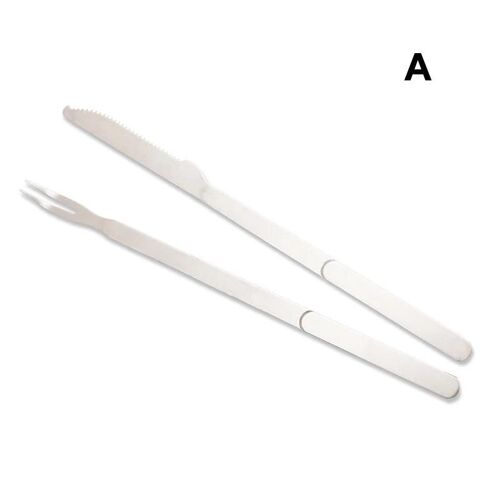 2pcs en acier inoxydable Barbecue couteau et fourchette Couverts Ustensiles Viande Sculpture Set BBQ Outils A