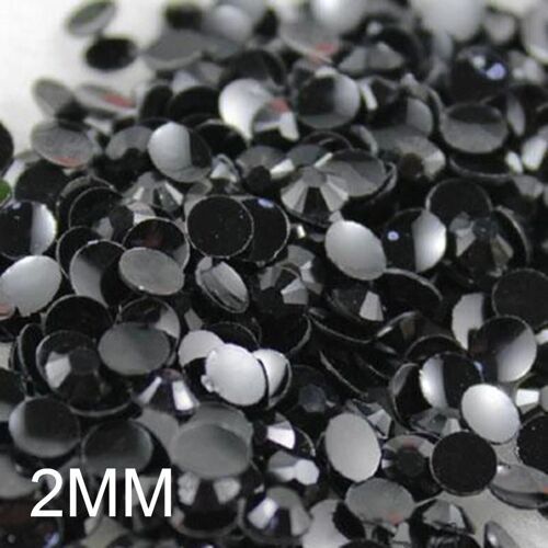 1000pcs Cristal Flatback Résine Strass Gemmes 2mm / 3mm 4mm / 5mm / 6mm Noir,2mm