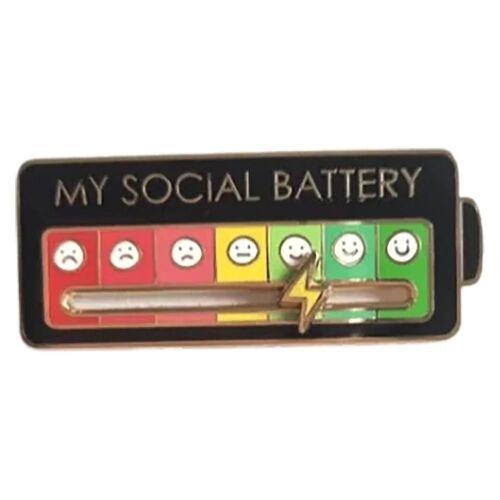 Drôle Social Batterie Pin Broche Émail Interactif Personnalisé Humeur Exprimant Pin Noir,Deux Pièces