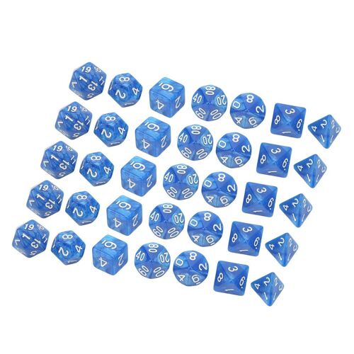 Jeu De Dés En Plastique 35 Pièces, Motif De Perles, Chiffres Blancs Klb