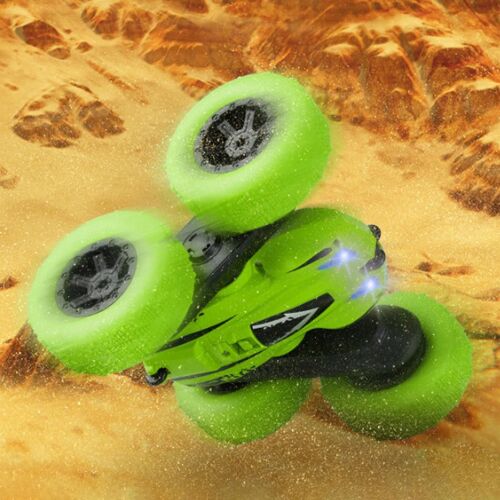Enfants Sans Fil Télécommande Double Face 360 Degrés Rotation Cascade Voiture Toy_Blue