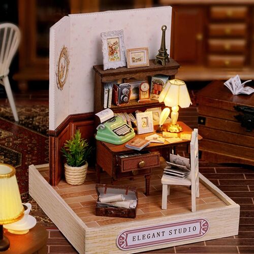 Bricolage Cottage Assemblable Créatif En Plastique Maison Poupée Diy Jardin Chalet Jouet Pour Magasin Decoration_D