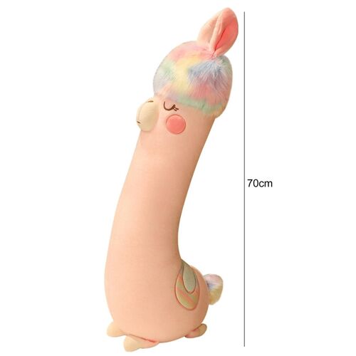 Surface Lisse En Peluche Oreiller Fantaisie Tête Cheveux Métal Fermeture Éclair Alpaga Rose Coussin En Peluche Pour Girl_Pink_70cm