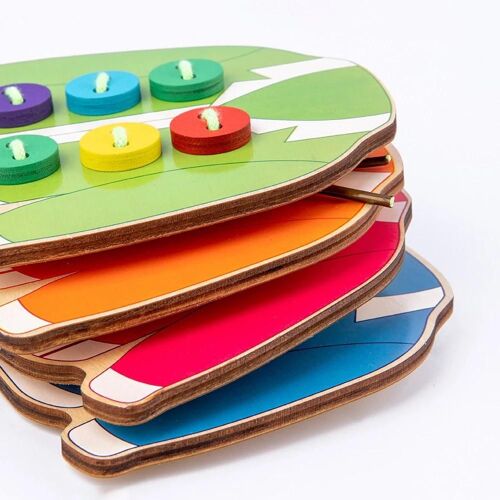 4pcs Enfant Vêtements En Bois Boutons Enfilage Jeu Interactif Jouet Éducatif Précoce