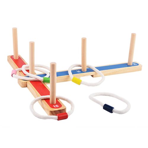 Quoits Indomppère Rangement facile Quoits en bois multicolores pour enfants