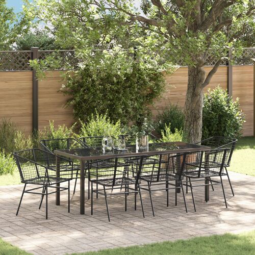 vidaXL Set de 5 Noir Rattan PE, acier traité Standard Durable