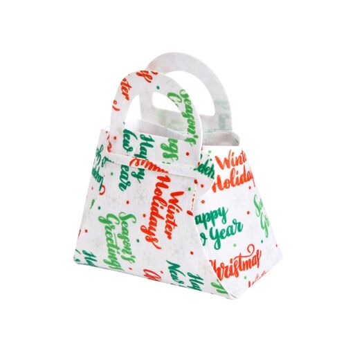 Sac pliant cadeau en feutre de Noël Pochette de cérémonie imprimée à motif personnalisé pour les enfants fond blanc