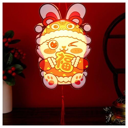 Enfants bricolage Lapin Lanterne Mignon Dessin Animé Lumineux Lapin Lanterne Polyvalent Printemps Festival Suspendu Décoration