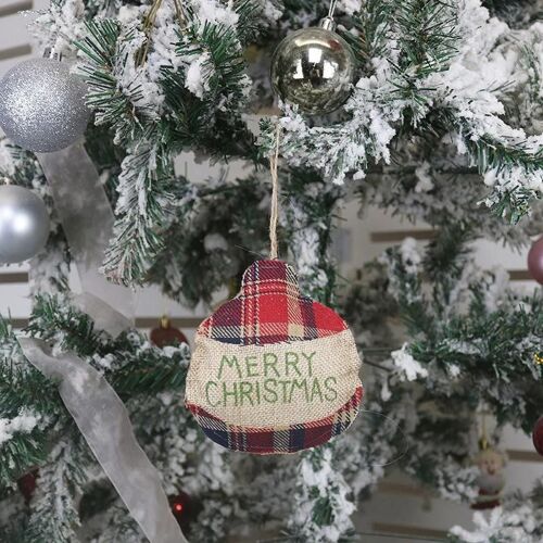 Arbre de Noël Ornements Bas Décorations Toile de jute Pendentifs à carreaux pour la décoration de fête de vacances A