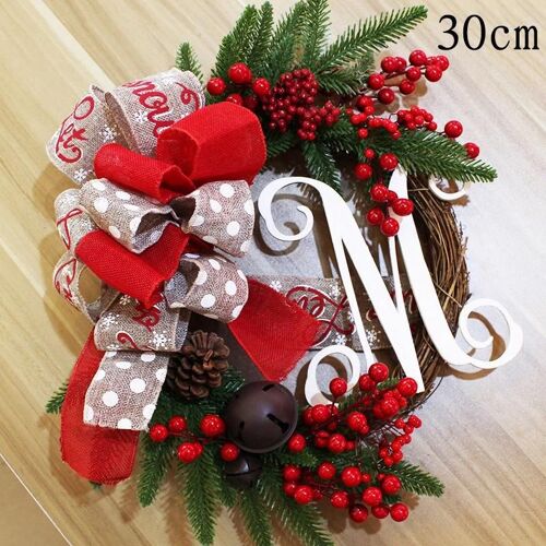 Pomme de pin de Noël et couronne de baies rouges Décoration de porte d'entrée Centre commercial Décoration de fenêtre M Couronne 30cm