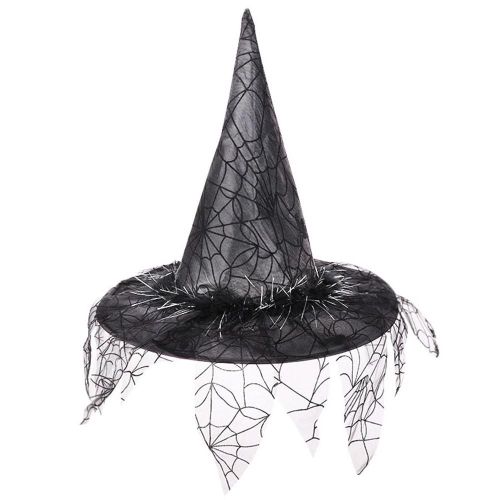 Chapeau De Sorcière D'halloween - Noir Maille Sorcier Costume Prop Pour Cosplay Noir