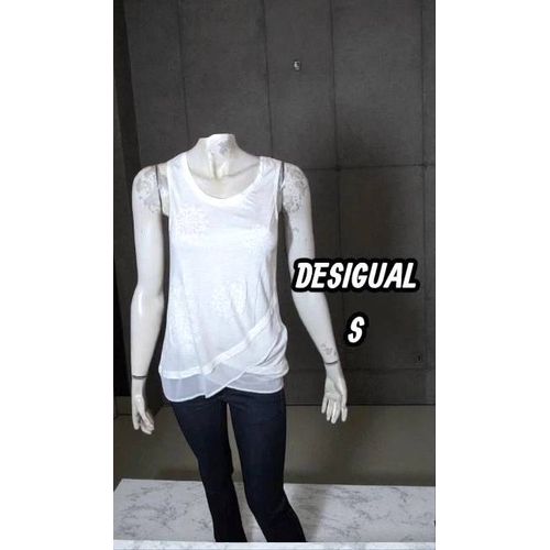 Desigual Taille 36 Neuf Haut Top Tunique Débardeur Blanc Crème Femme