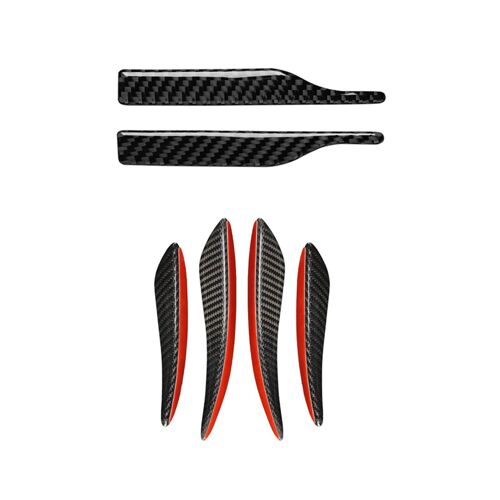 6pcs / Set Universel Anti-Collision Fibre De Carbone Voiture Rétroviseur Pare-Chocs Avant Lèvre Garniture Sticker_Black