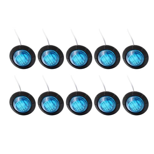 10pcs 3 Led 12v 0,75 Pouces Étanche Super Bright Truck Side Light Signal Lamp_Blue