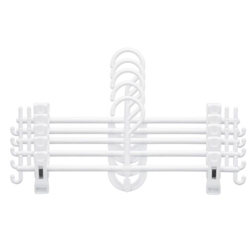 Cintre rotatif de ménage Porte-pantalon sans couture multifonctionnel Multicouche empilable jupe clip de séchage Cintre Porte-vêtements coupe-vent Blanc,5PCS