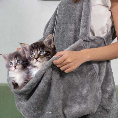Chats Sac De Couchage Tenant Tablier Sac De Transport Pour Animaux Pour Kitty Chaton Polaire Chiots Petits Animaux De Compagnie Titulaire Gris
