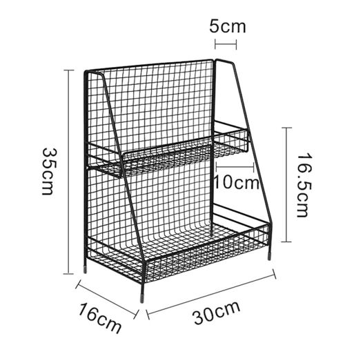 Support de rangement en fer multifonctionnel Étagère à épices double couche Organisateur de rangement pour cuisine Salle de bain Bureau Noir,S